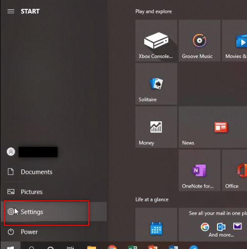 Press the Windows key and click on Settings app 