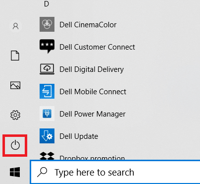 Press the Windows key. Click Power icon 