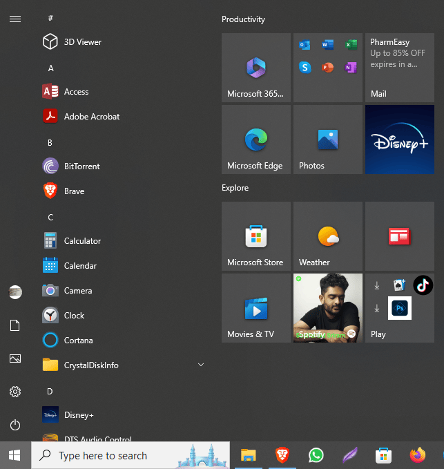 컴퓨터의 Windows 키를 눌러 시작 메뉴를 엽니다.