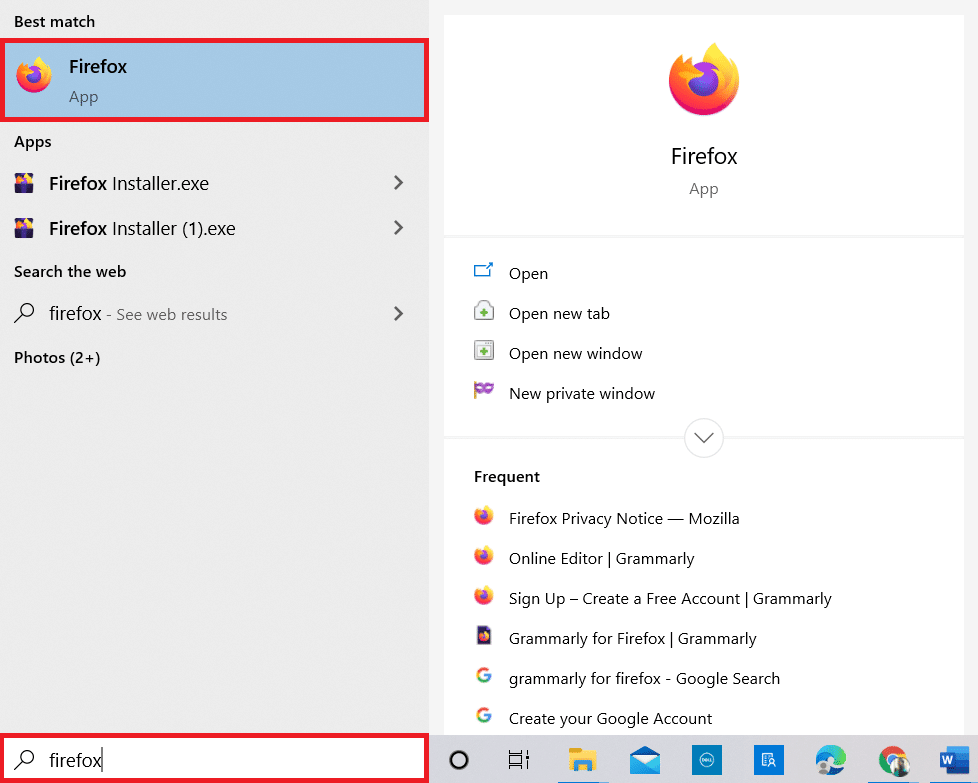 Press the Windows key. Type Firefox and open it. Fix Firefox Right Click Not Working