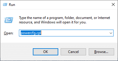 Press Windows Key and R together and type powercfg.cpl then hit enter