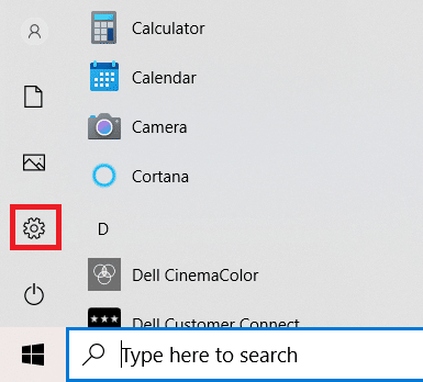 Presione la tecla de Windows. Haga clic en el icono de Configuración | RESULT_CODE_HUNG