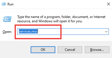 services.msc လို့ရိုက်ထည့်ပြီး enter key ကိုနှိပ်ပါ။