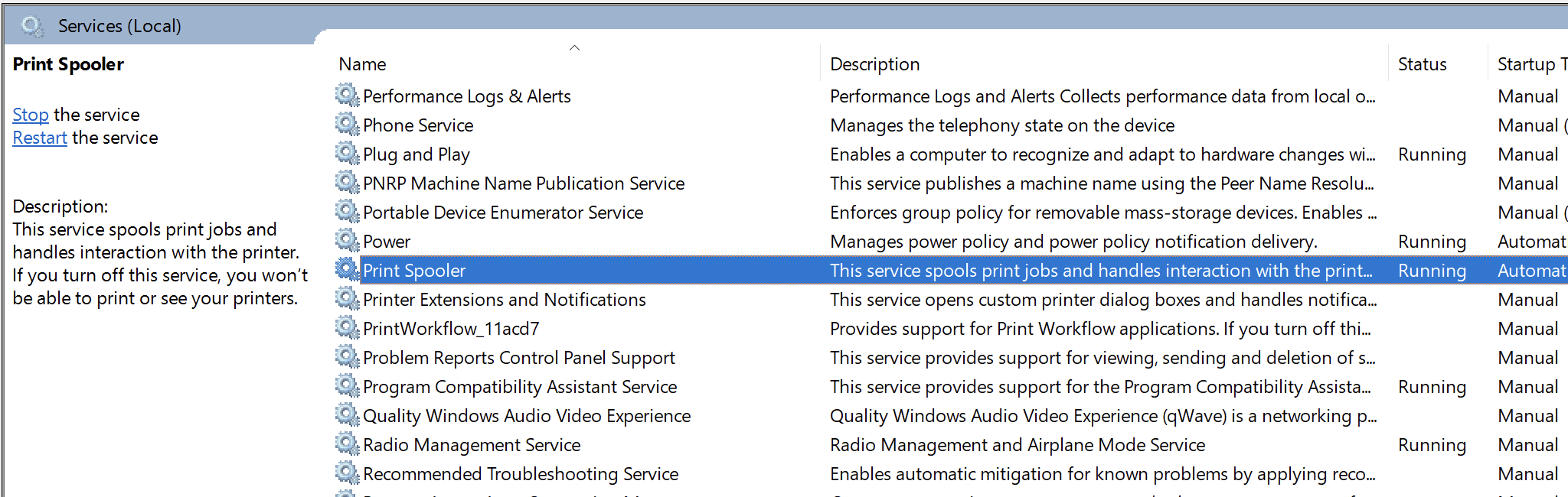 So deaktivieren Sie den Druckspoolerdienst unter Windows 10