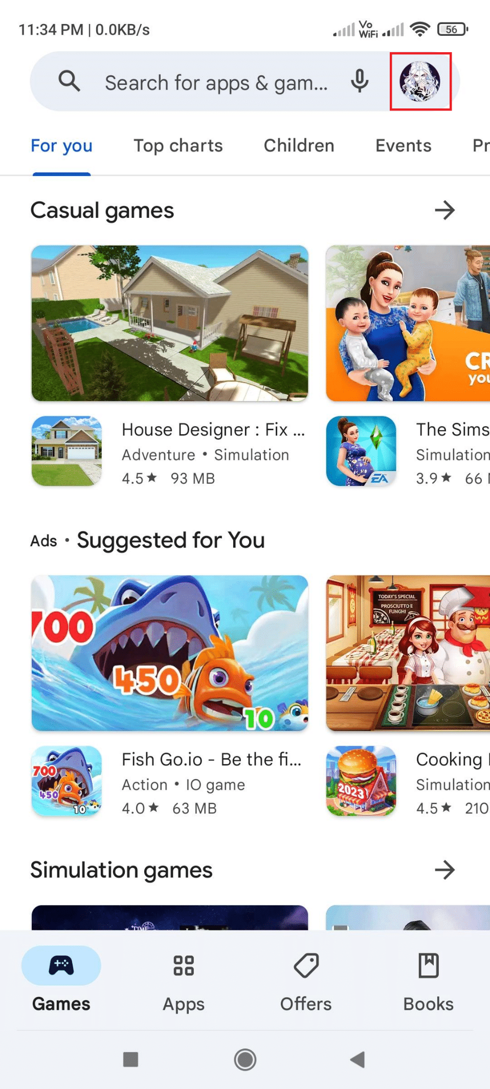 Profile picture on Play Store