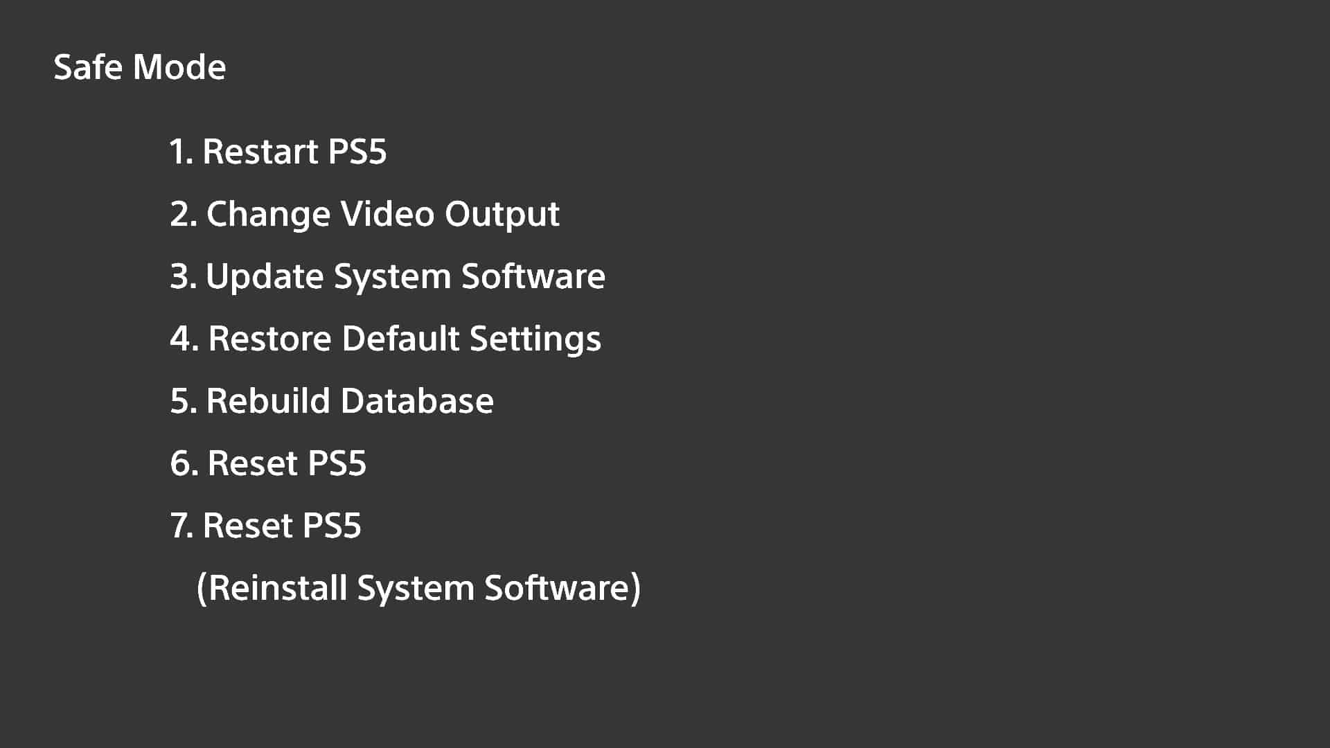 PS5 изменить видеовыход в безопасном режиме