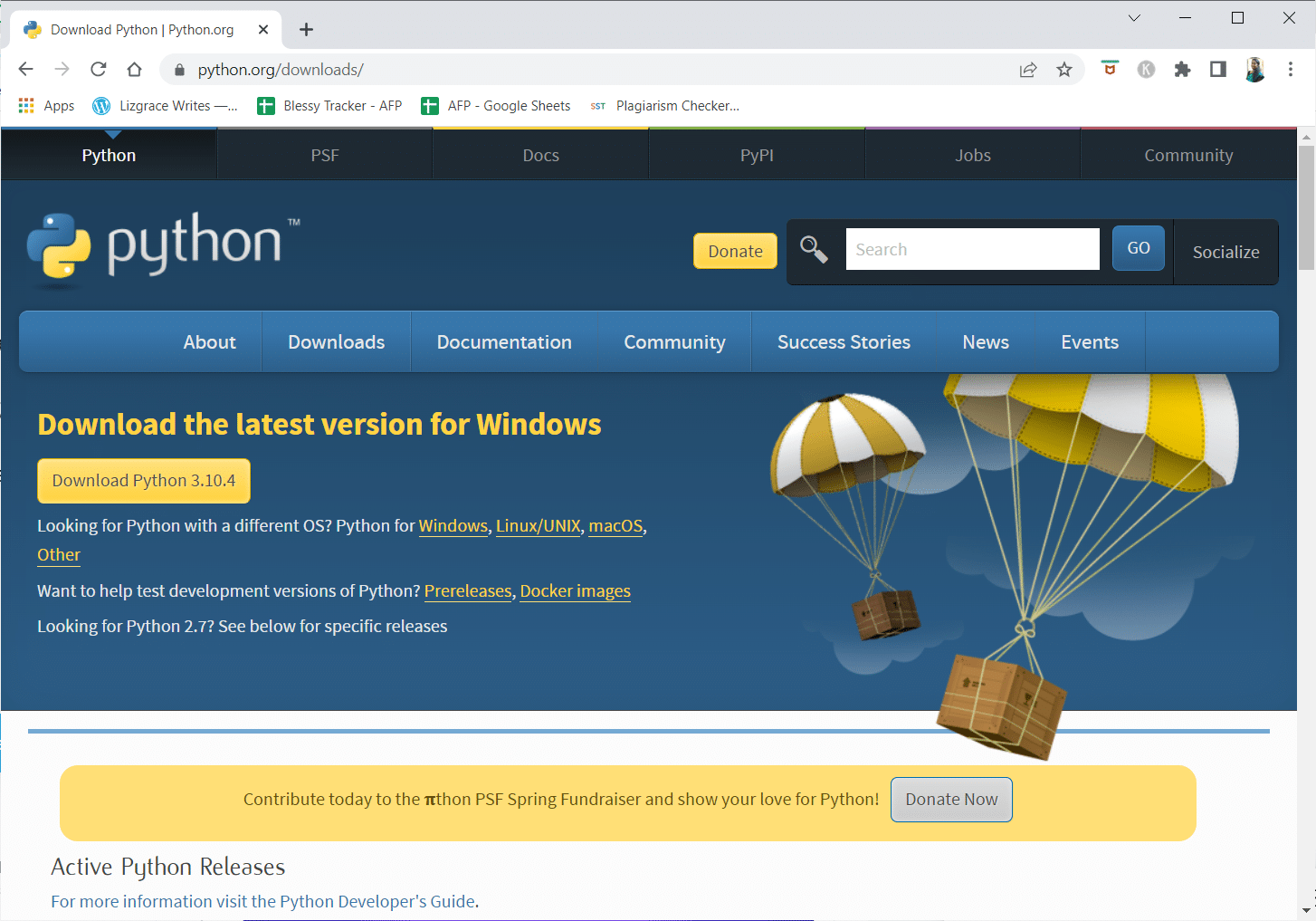 Python may be downloaded at Python.org