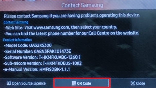 QR code Contact Samsung Smart TV |sign into Samsung account on TV