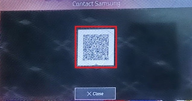 QR code display Contact Samsung Smart TV