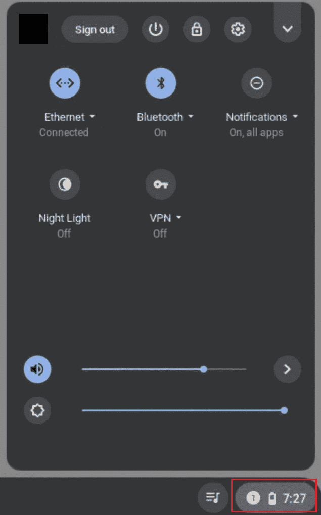 quick settings panel chromebook