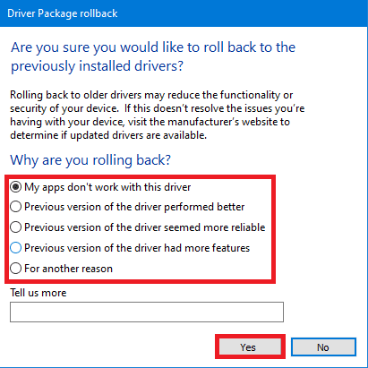 Reasons for Driver Roll back. Fix Blue Screen Error Windows 10
