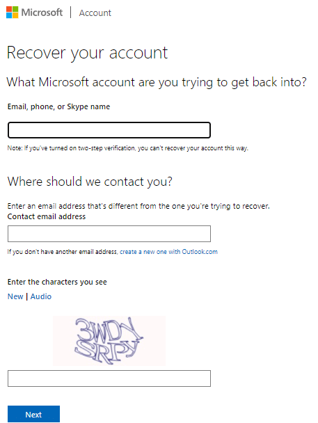 Recover your account. How to Reset Microsoft Account Password