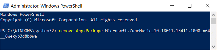 remove-AppxPackage PackageFullName