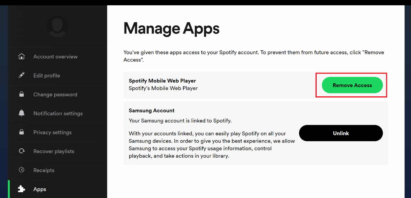 remove access option. How to Remove Device from Spotify Connect