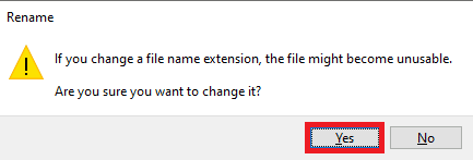 Переименуйте mp3-файл в wav, нажмите клавишу Enter и подтвердите изменения, нажав «Да».