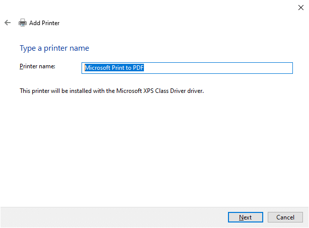 Rename the printer if needed and click on Next. Fix The Handle is Invalid Error in Windows 10