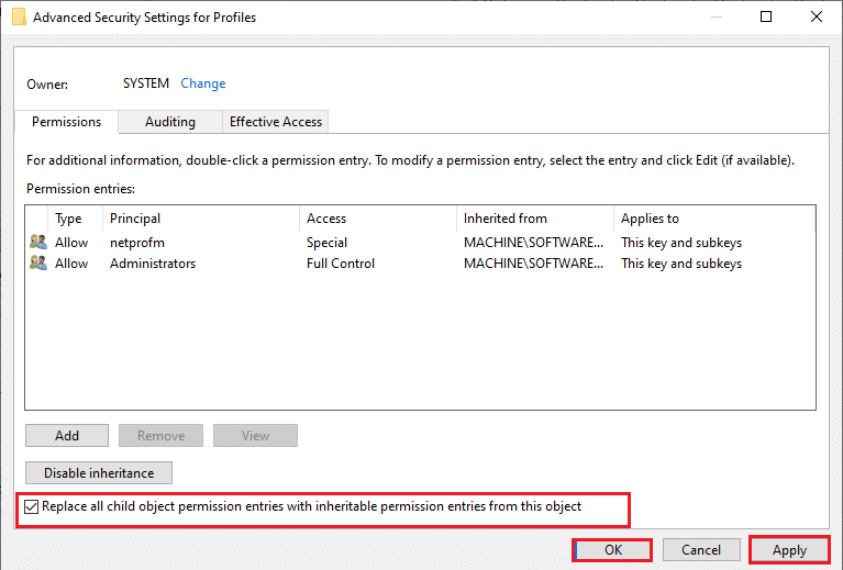 Replace all child object permission entries with inheritable permission entries from this object option. Fix Can’t Download from Microsoft Store