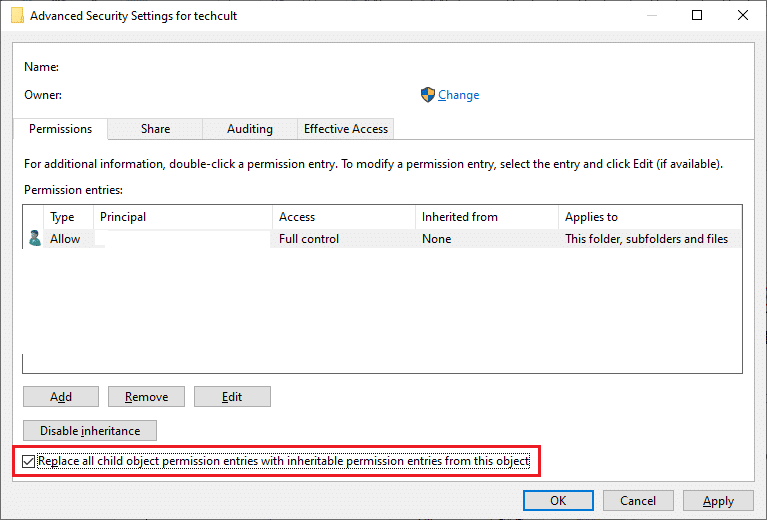 Replace all child object permission entries with inheritable permission entries from this object. Fix Service Error 1053 on Windows 10