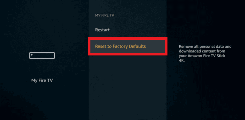 reset to factory default settings amazon fire tv firestick