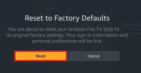 Reset to Factory Defaults firestick. Fix Firestick CBS Error UVP 1011