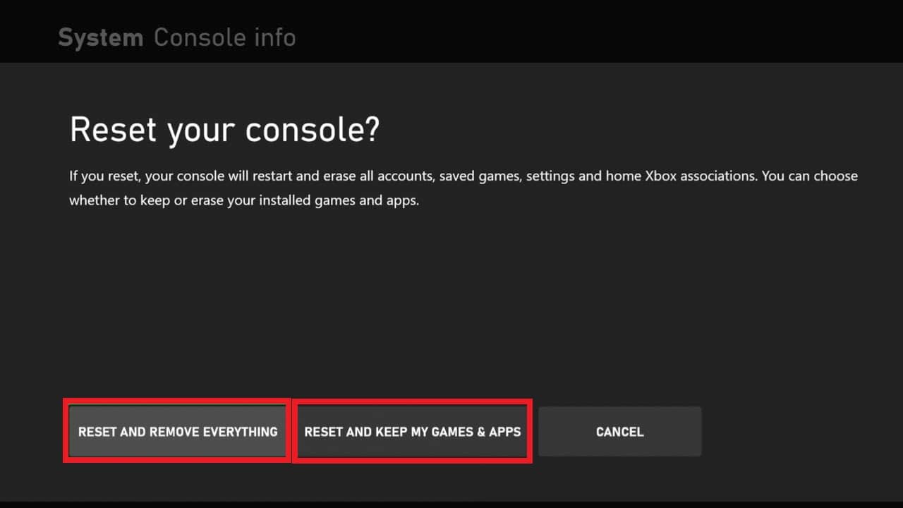 reset your console remove everything