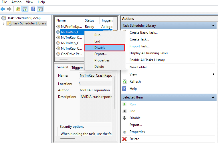 right click and disable task in Task Scheduler. Fix NVIDIA Container High CPU Usage