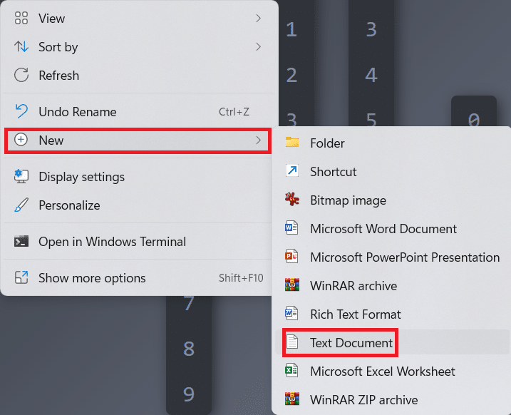 Right click context menu on Desktop