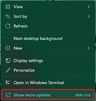 right click on Desktop and select Show more options