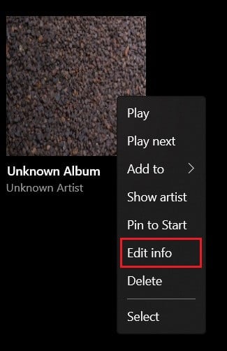 right click on album and select edit info