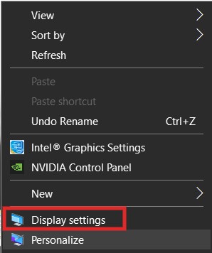 Right Click on an empty space on the desktop and click on Display Settings | How to Fix Lines on Laptop Screen