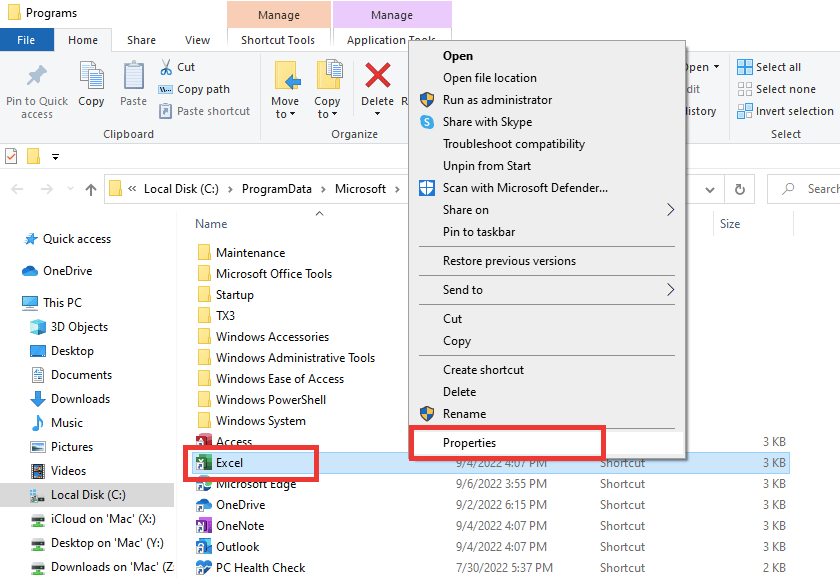 Right click on Excel.exe file and then click on Properties. Fix Excel Has Run into an Error