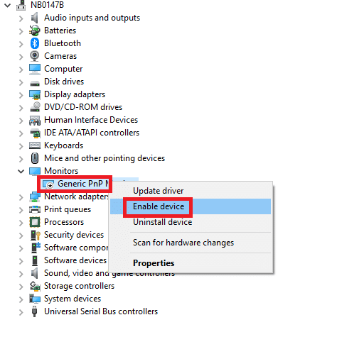 Right click on generic PnP monitor and select enable. Fix Windows 10 brightness Not Working