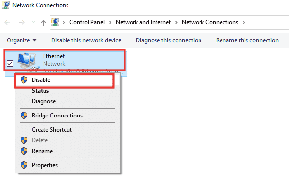 right click on selected network and click on disable