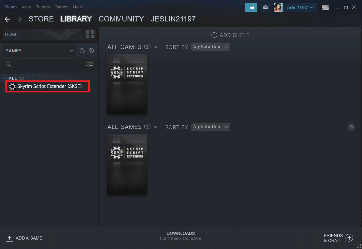 Right click on Skyrim Script Extender SKSE on the left pane