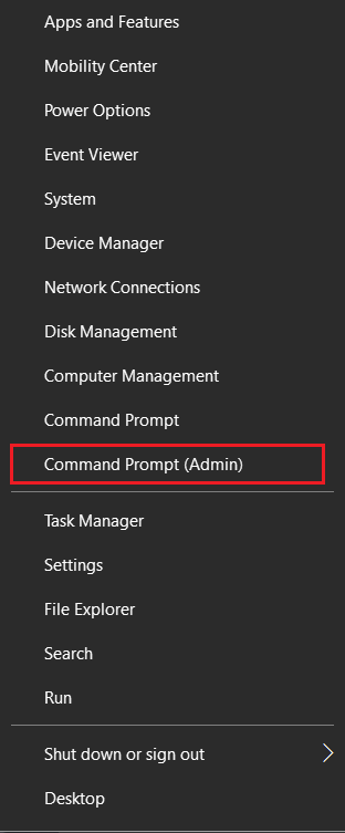 right click on start menu and select cmd promt admin