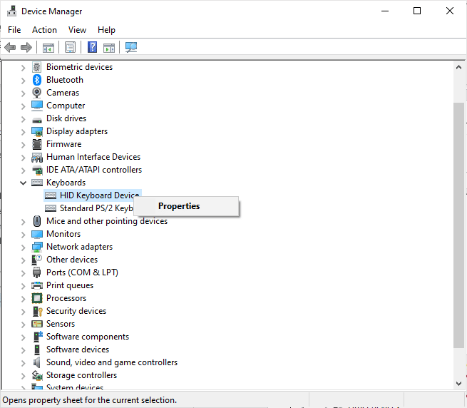 Right click on the driver and select the Properties option