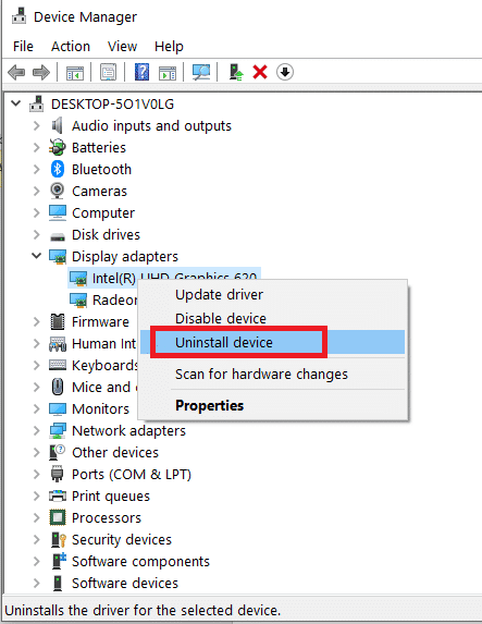 right click on the driver and select Uninstall device.