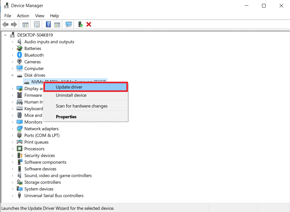 Right click on the driver and select Update driver