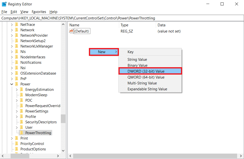 Right-click on the empty area in the right pane. Select New and then DWORD 32 bit Value. Fix Laptop Thermal Throttling