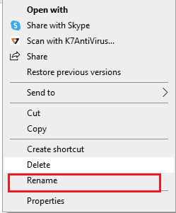 click on the Rename option