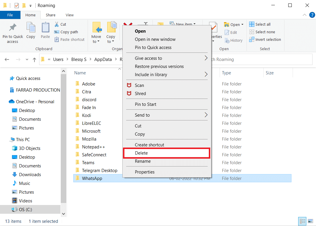 right click on the folder and delete it. Fix Windows Error 0 ERROR _SUCCESS