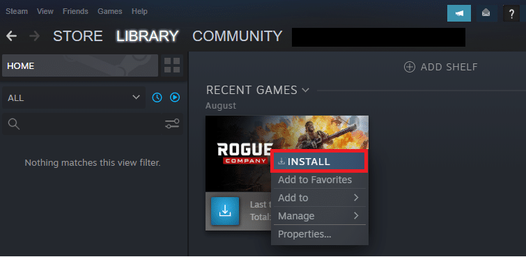 Right-click on the game and select the INSTALL option