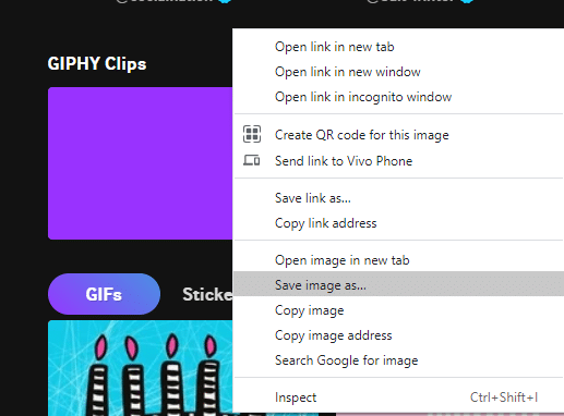 Right click on the GIF and select Save image as… option.