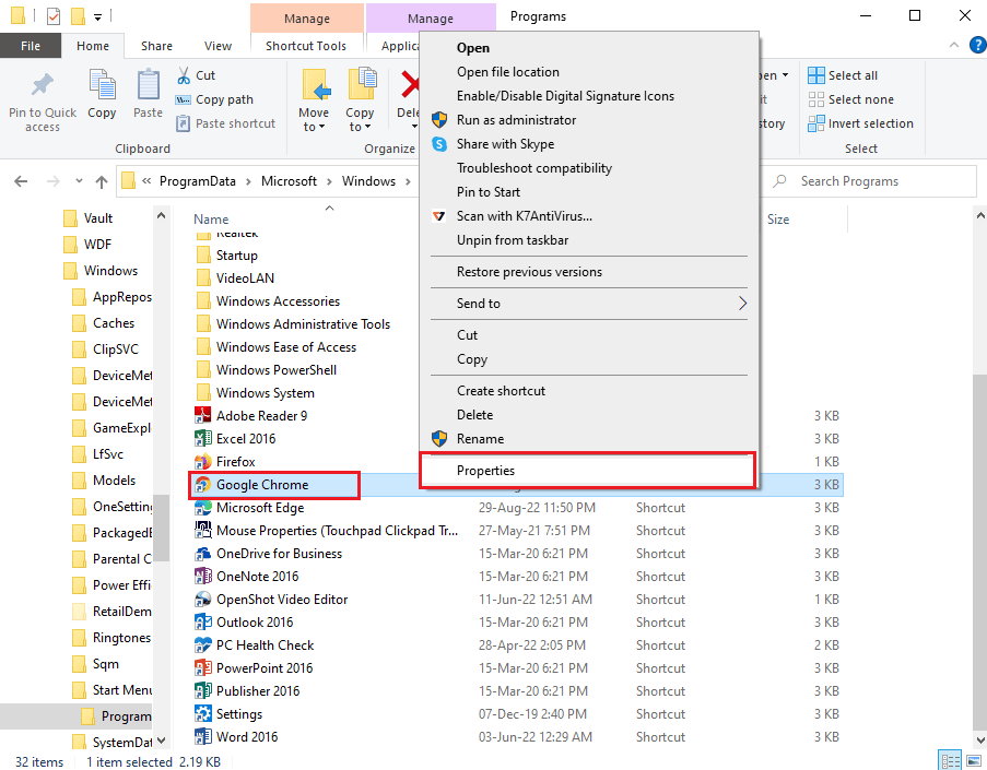 Right-click on the Google Chrome shortcut and click on the Properties option | How to Fix App Plex TV is Unable to Connect to Securely Issue