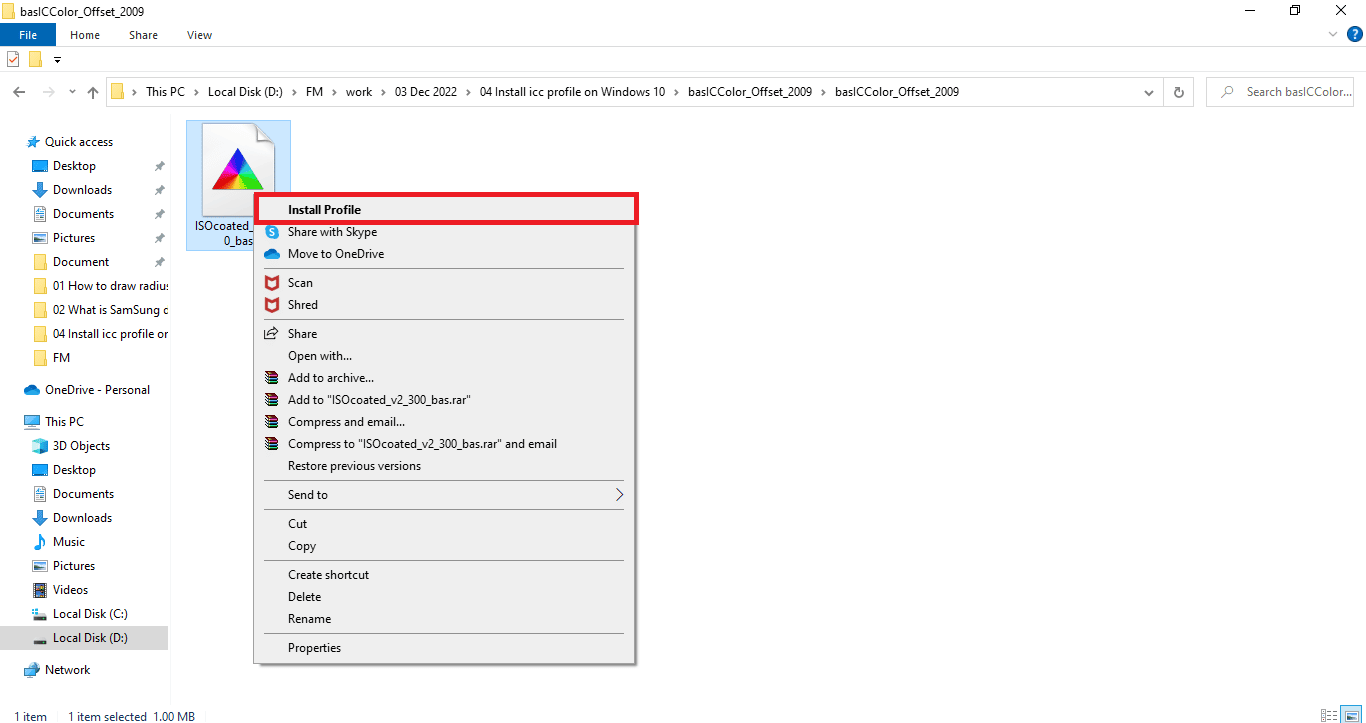 Right click on the ICC profile icon and click on Install Profile. How to Install ICC Profile on Windows 10