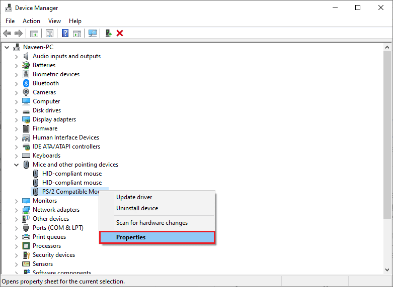 Right click on the mouse which is active and click on the Properties option. How to Perform Reverse Scrolling on Windows 10
