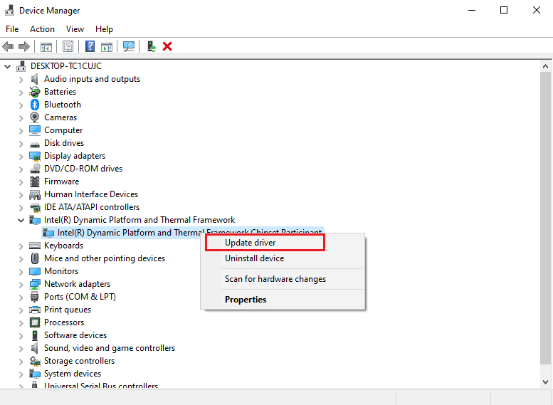 Right click on the problematic driver and select Update driver