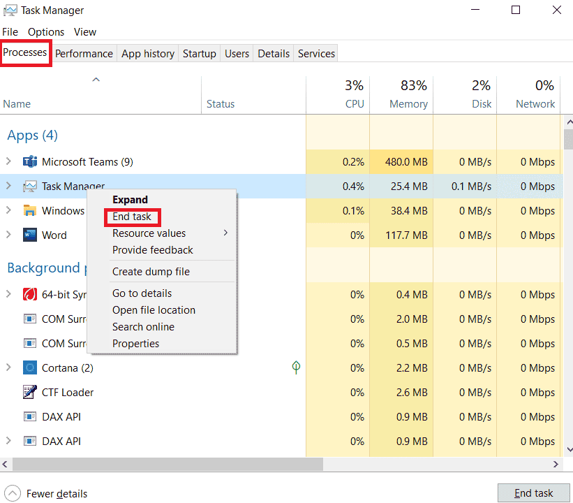 Right click on the program with the highest CPU usage in the Processes tab and click on End task. What is Clock Interrupt