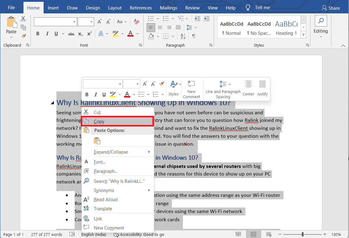 select the Copy option. How to Duplicate a Page in Microsoft Word 