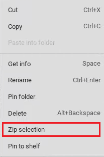 right-click on the selected files and click on the Zip Selection option from the context menu